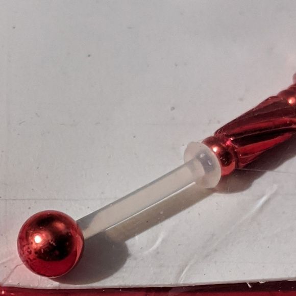 Cherry Red 14 Guage Flexible Acrylic & Metal Industrial Piercing Bar Earring - Picture 6 of 6